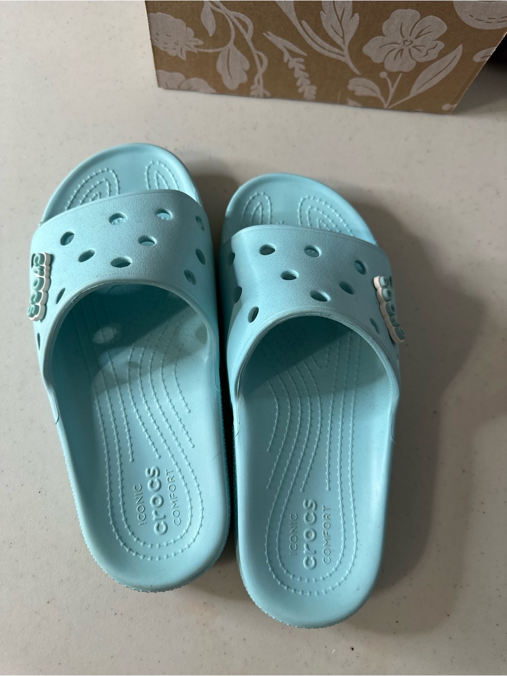 CROCS Slide Sandals - Aqua - Picture 3 of 4